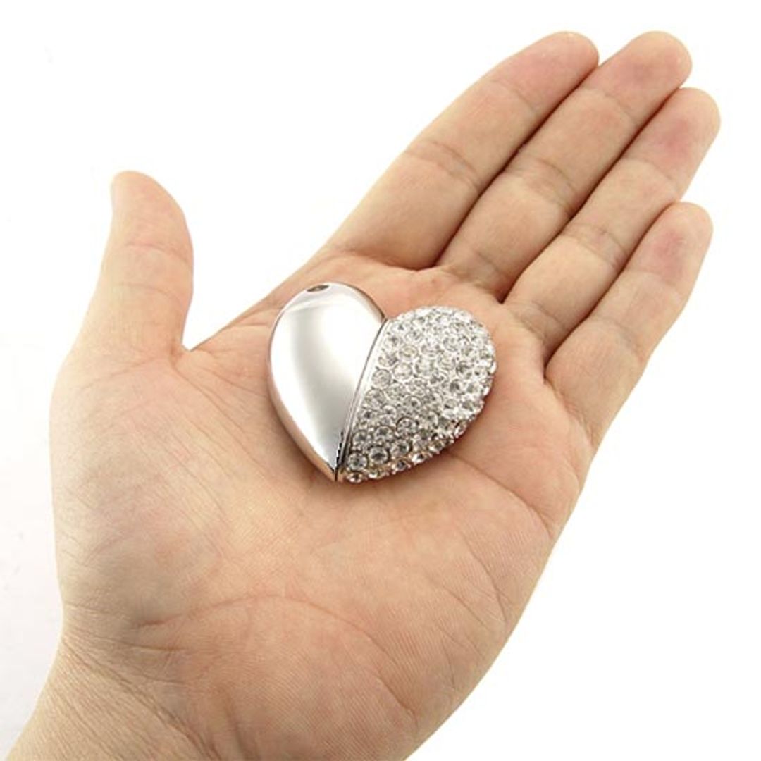 Флешка Сердечко со стразами 8 Гб