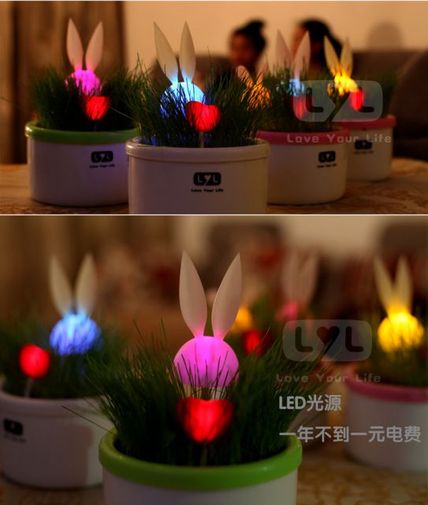 Ночник-горшок с сердечком и кроликом Ночник-горшок с сердечком и кроликом