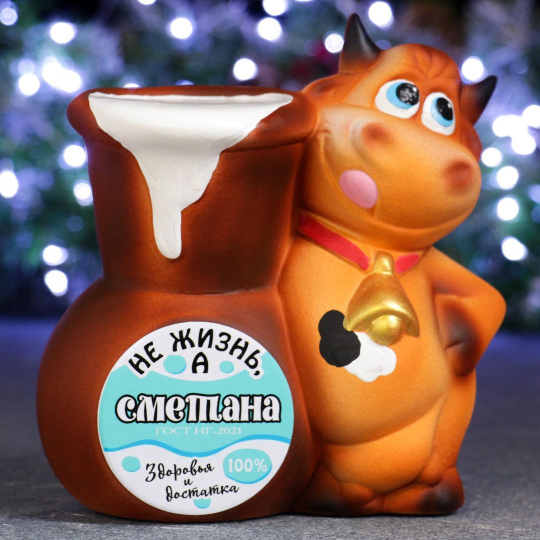 Копилка Корова с крынкой Жизнь сметана