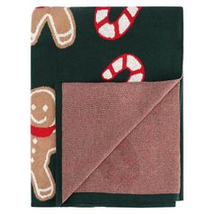 Плед из хлопка с новогодним рисунком Gingerman из коллекции New Year Essential, 130x180 см