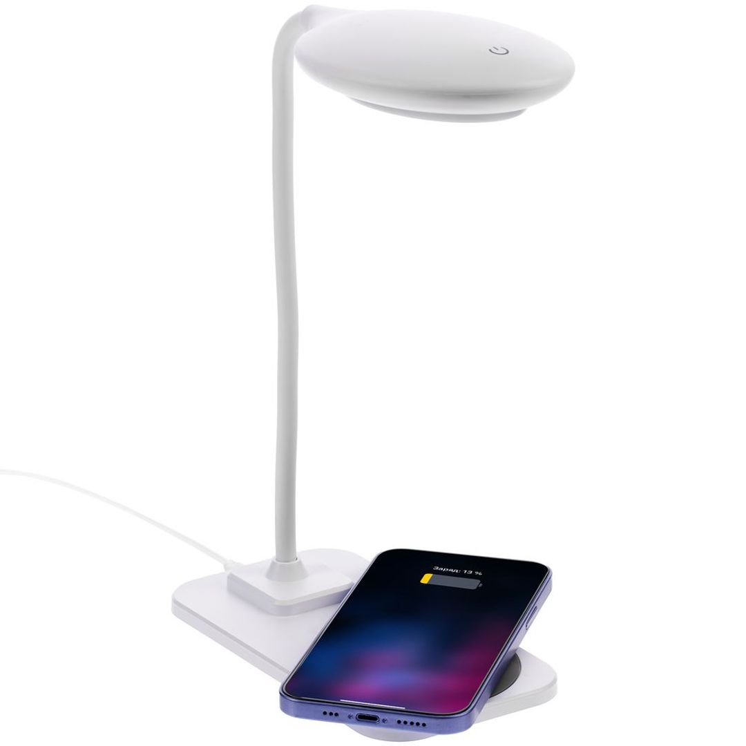 Настольная лампа с беспроводной зарядкой Modicum (белый)