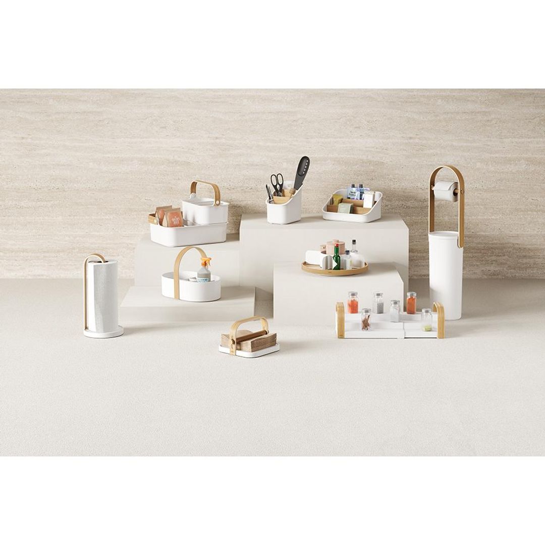 Держатель-органайзер для туалетной бумаги Bellwood (белый/натуральное дерево)