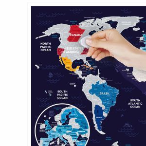 Скретч-карта мира Travel Map Holiday World в металлической раме (на английском)