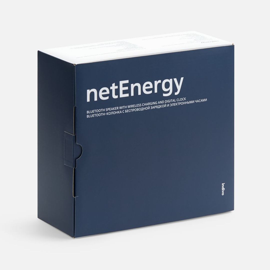 Bluetooth-колонка с беспроводной зарядкой и часами netEnergy (серый)