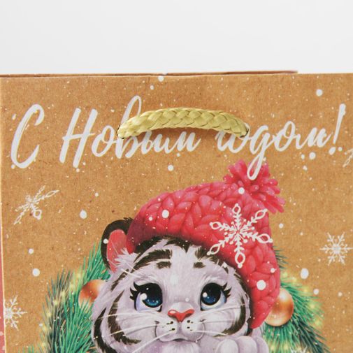 Подарочный пакет Тигренок и веночек (12 х 15 х 5,5 см)