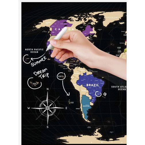 Скретч-карта мира Travel Map Black World в металлической раме (на английском)