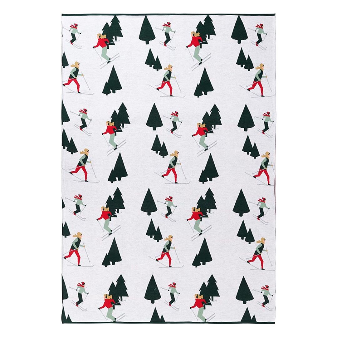 Плед из хлопка с новогодним рисунком Let's Ski из коллекции New Year Essential (130x180 см)
