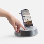 Bluetooth-колонка с беспроводной зарядкой и часами netEnergy (серый)