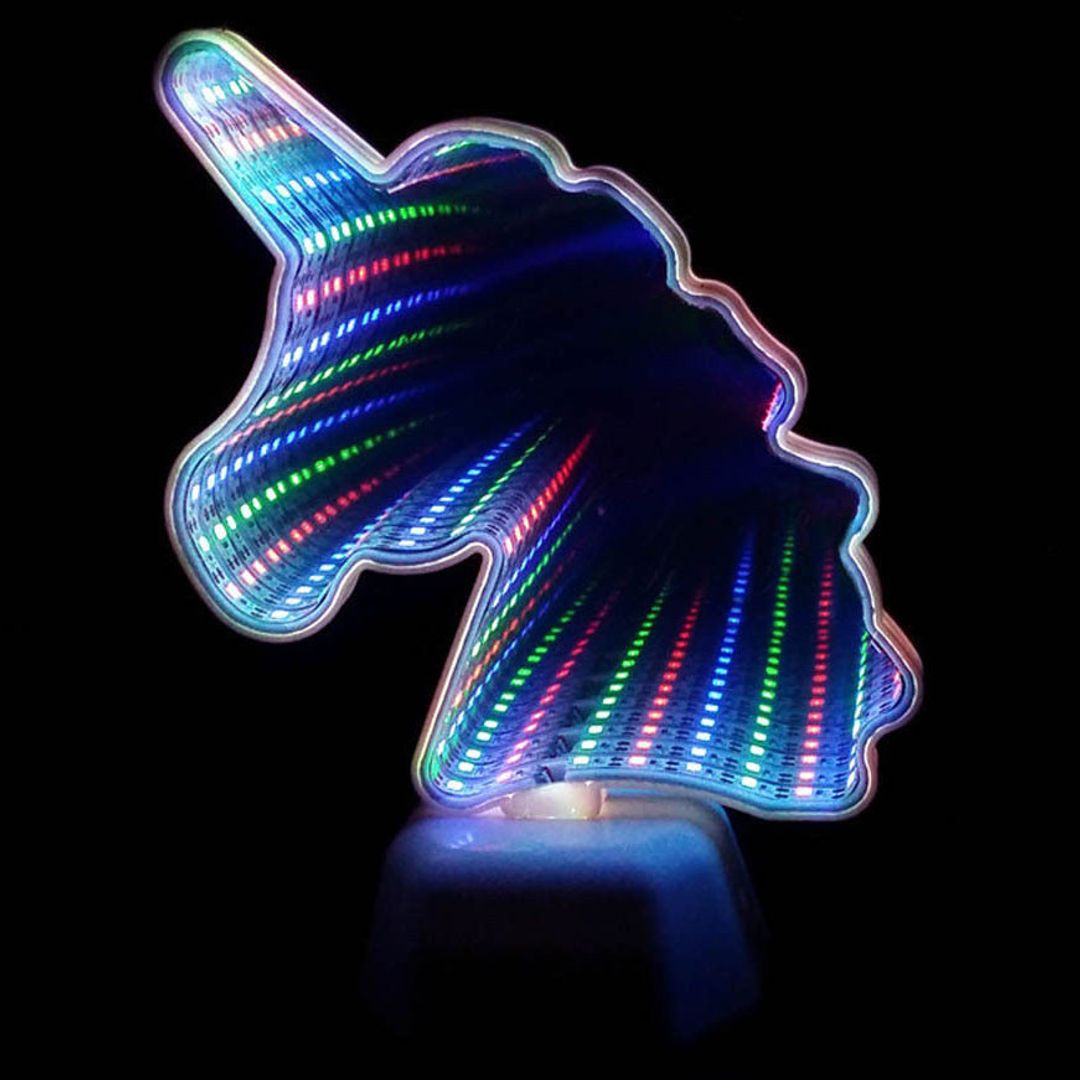 Зеркальный 3D Светильник Голова единорога (с эффектом тоннеля)