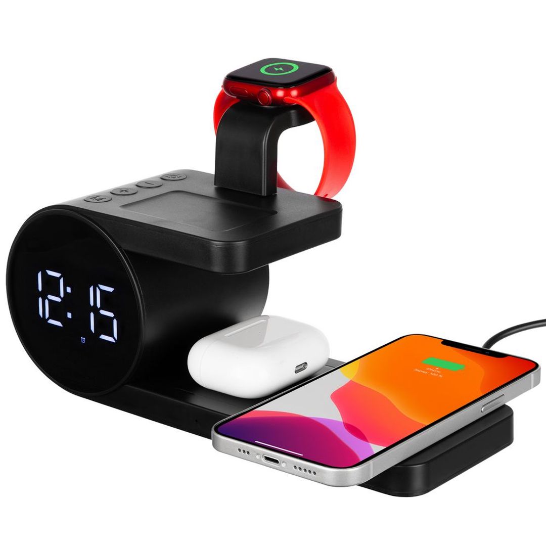 Станция беспроводной зарядки с часами fullStack (Черная) Станция беспроводной зарядки с часами fullStack (Черная)