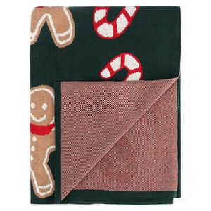 Плед из хлопка с новогодним рисунком Gingerman из коллекции New Year Essential, 130x180 см