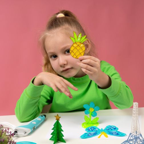 3D ручка пластик в комплекте (Голубая)