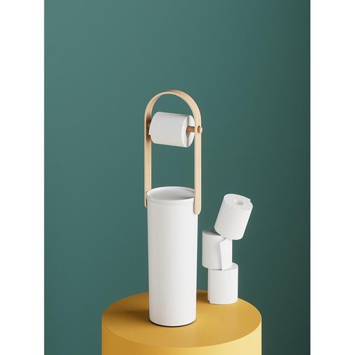 Держатель-органайзер для туалетной бумаги Bellwood (белый/натуральное дерево)