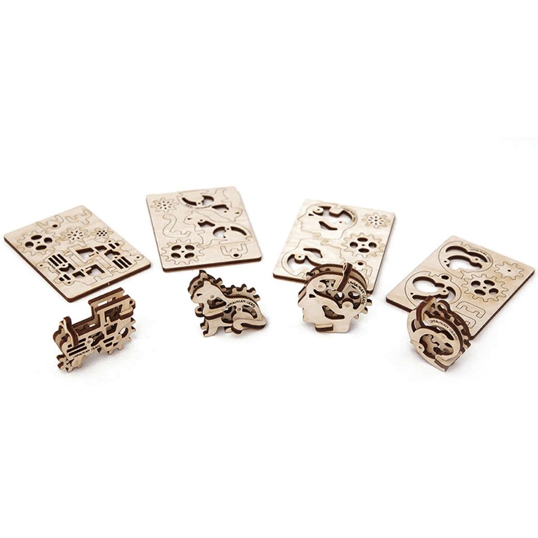 Механический 3D Пазл Ugears Трибики (4 шт.) Пазлы и пластинки, в которых были детали