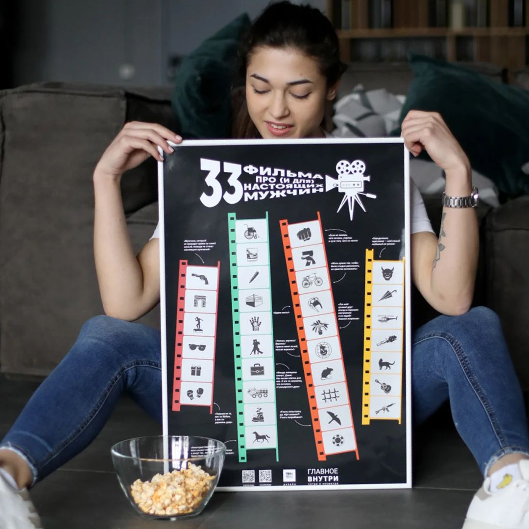 Скретч-постер 33 фильма про и для настоящих мужчин Скретч-постер 33 фильма про и для настоящих мужчин