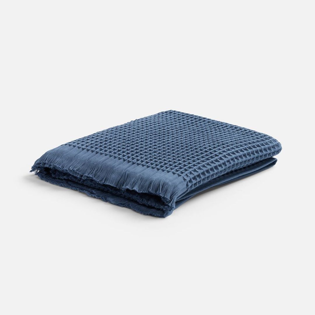 Плед вафельный Elenglect (темно-синий)