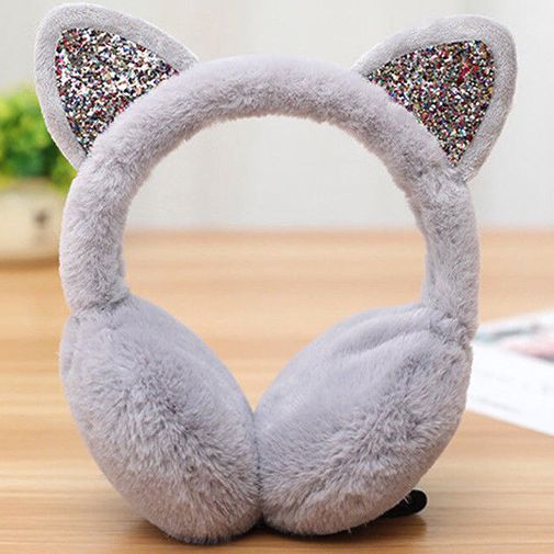 Меховые наушники Кошачьи ушки (Серый) Меховые наушники Кошачьи ушки (Серый)