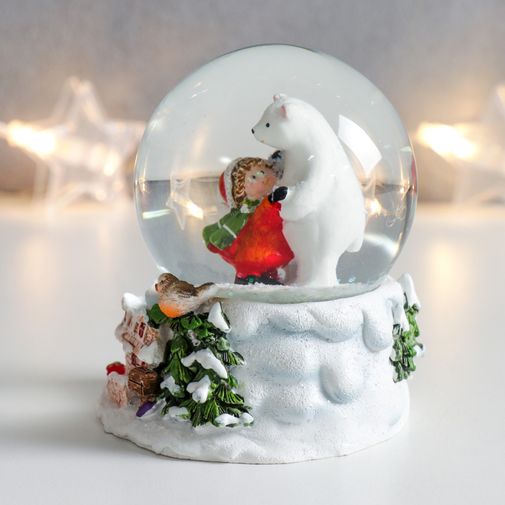 Стеклянный шар Малыш с мишкой Стеклянный шар Малыш с мишкой