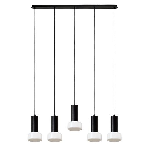 Светильник подвесной каскадный Fungus, 15х25 см, 5 плафонов, белый/черный