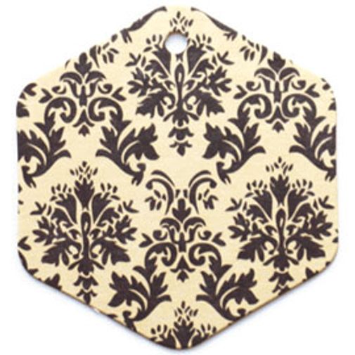 Бирка упаковочная Барокко — бежевый шестигранник