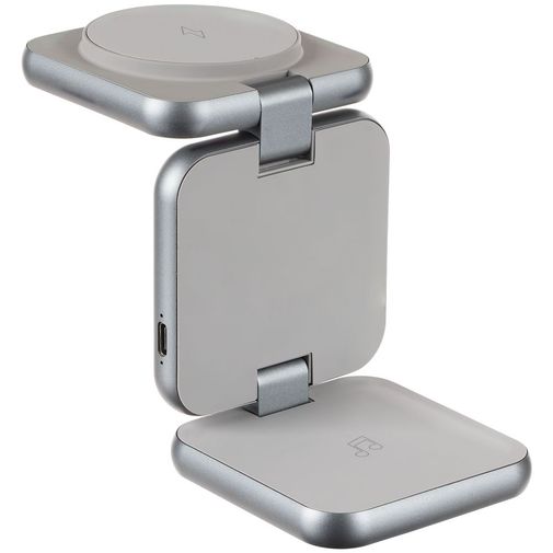 Складная станция беспроводной зарядки Terza (серебристый) Складная станция беспроводной зарядки Terza (серебристый)